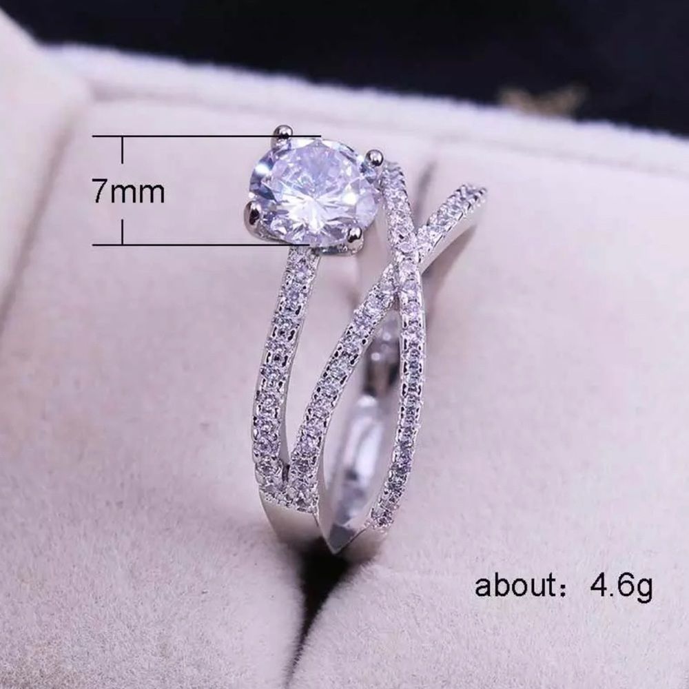 ✨💍925 Sterling Silver Cross Wrap Diamond Ring - Picture 4 of 6